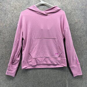 Under Armour Hoodie Womens XS Pink Relaxed Fit Pullover Knit Kangaroo Pocket